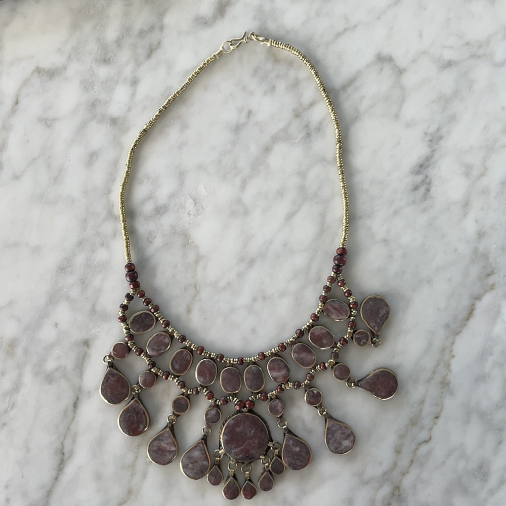 Purple Stone Statement Necklace